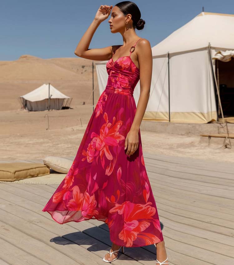 Sling Abstract Floral Print One Piece and Skirt