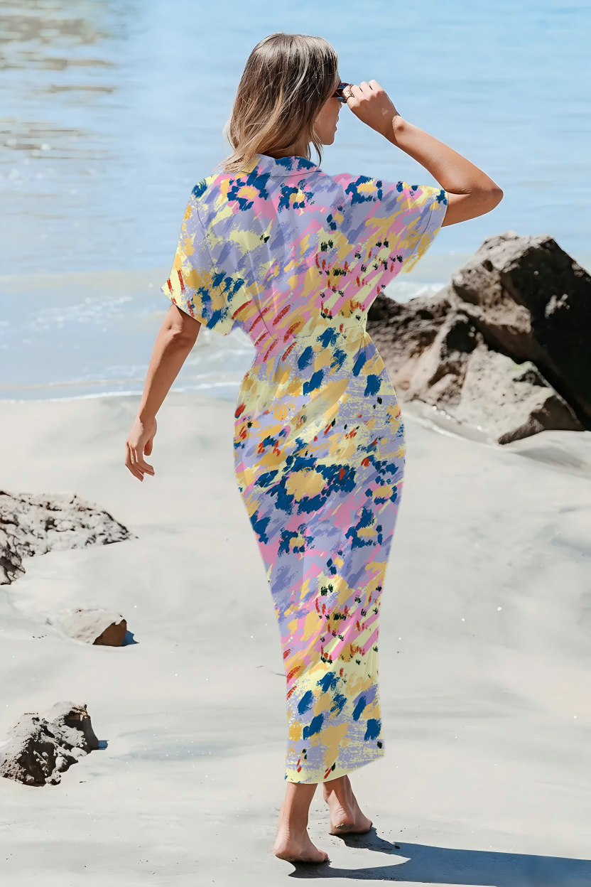 Pastel Brushstroke Abstract Maxi Dress