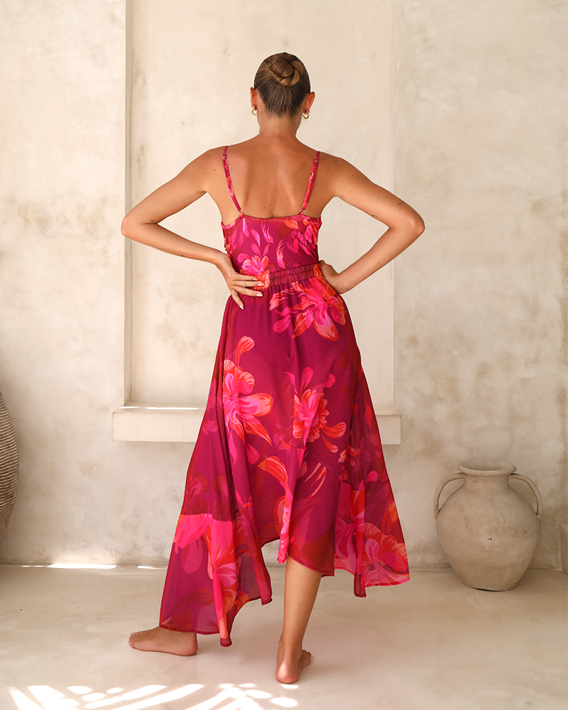 Sling Abstract Floral Print One Piece and Skirt