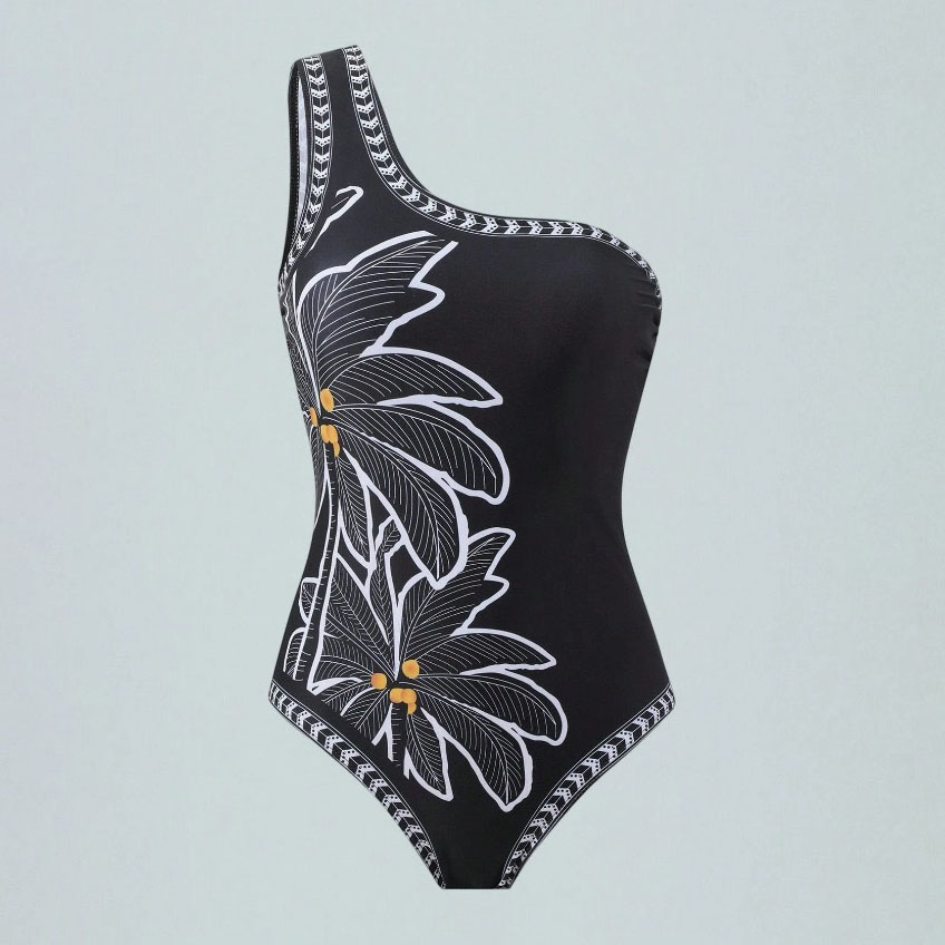 Women's Bohemian Floral Print One-Piece Swimsuit and Matching Maxi Skirt