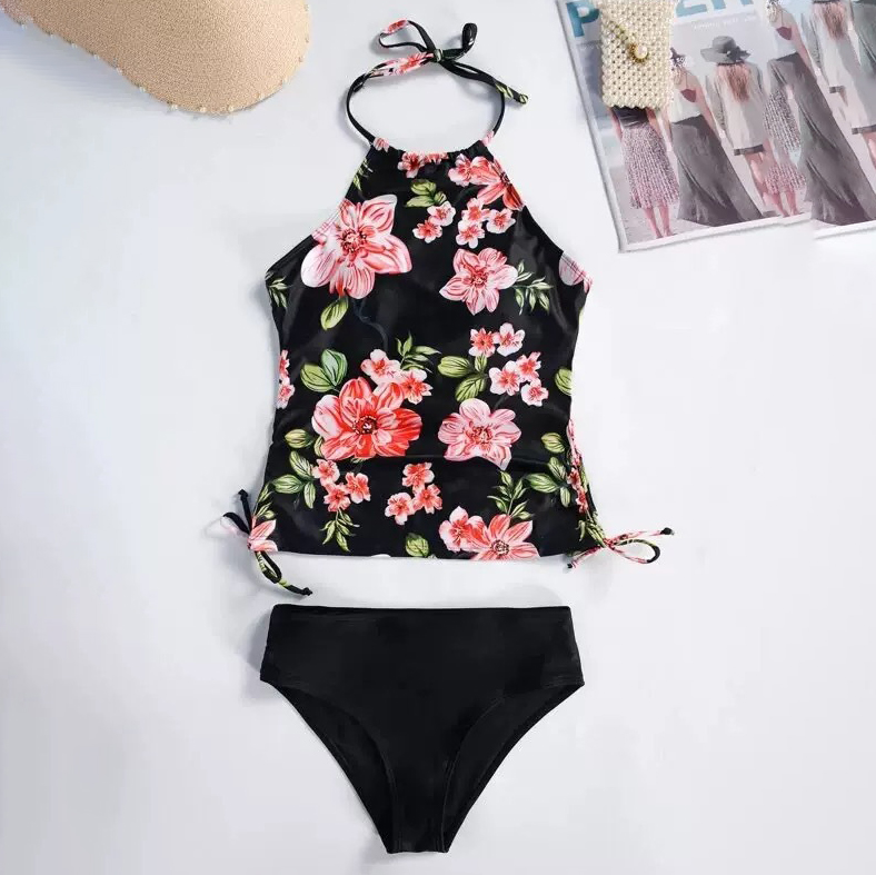 Tropical Print Tankini 2-Piece Set
