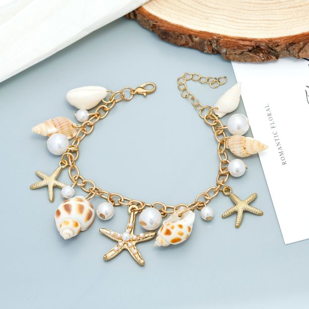 Ocean Style Shell Starfish Pearl Pendant Beach Jewelry