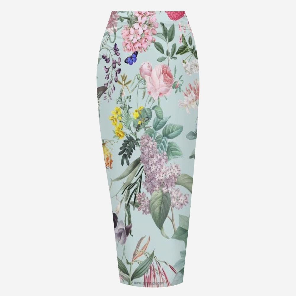 Strapless Floral Side Cutout One-Piece Swimsuit and Matching Sarong