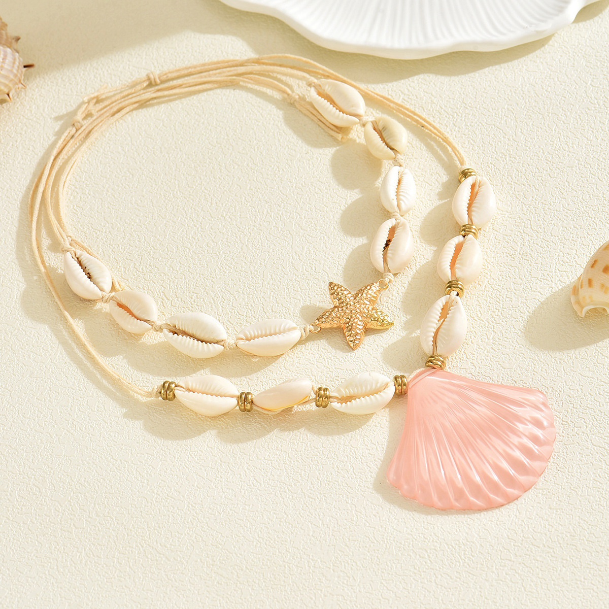 Ocean Style Green Shell Pendant Necklace Summer Beach Jewelry for Women