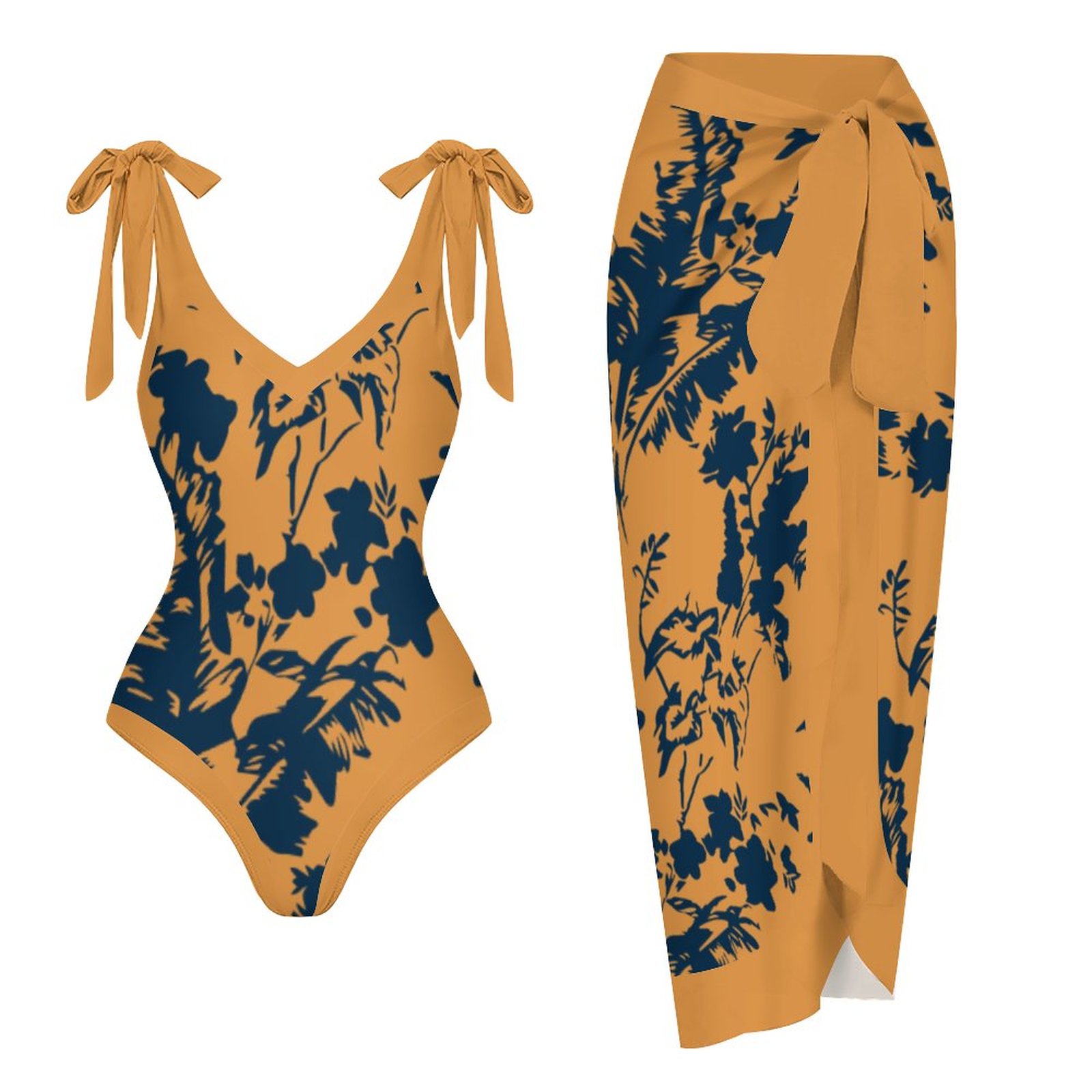 Casual Printed One Piece Swimsuit And Cover Up