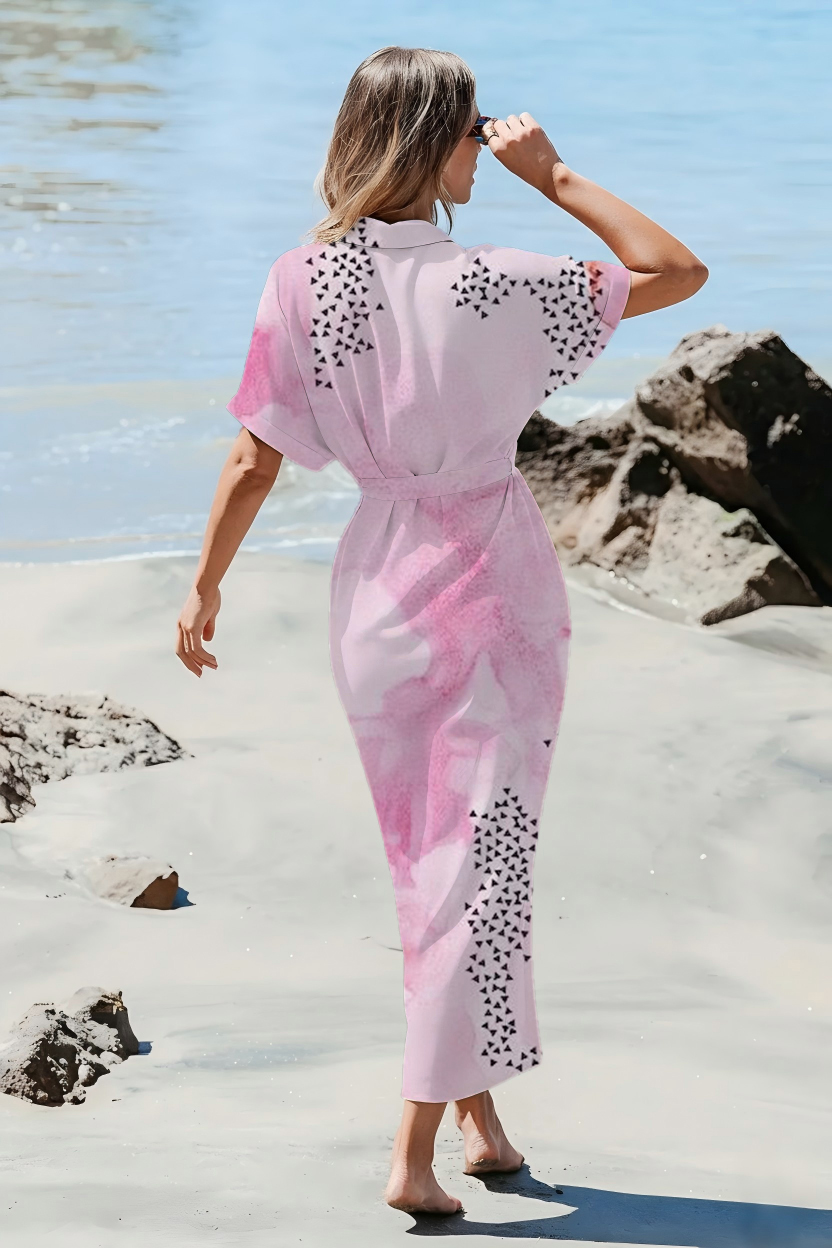 Blush Watercolor Triangle Maxi Dress