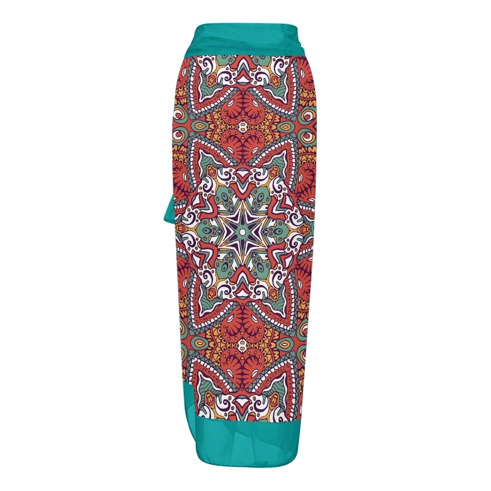 Women's Bohemian One Piece Swimsuit set with Printed Beach Skirt