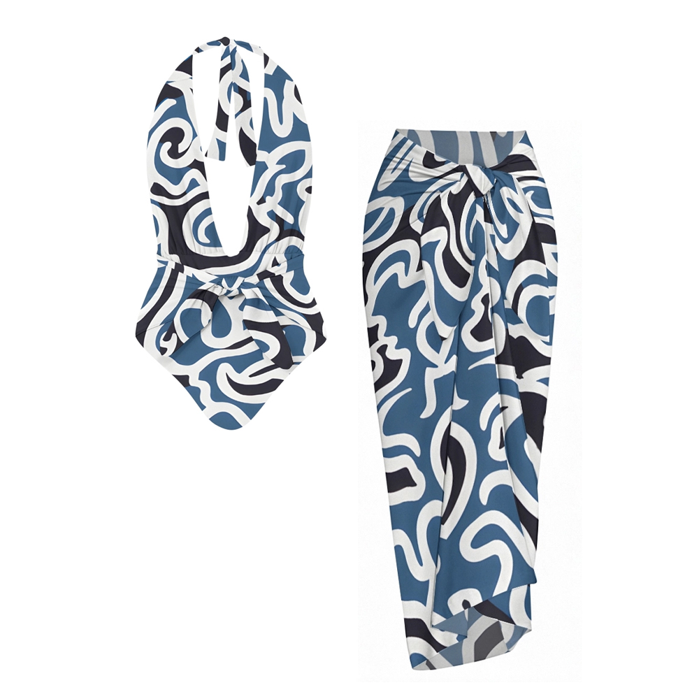 Abstract Print One-Piece Set