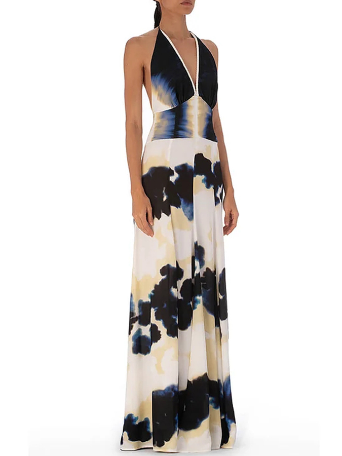 Tie Dye Gradient Printed One Piece Swimsuit and Skirt