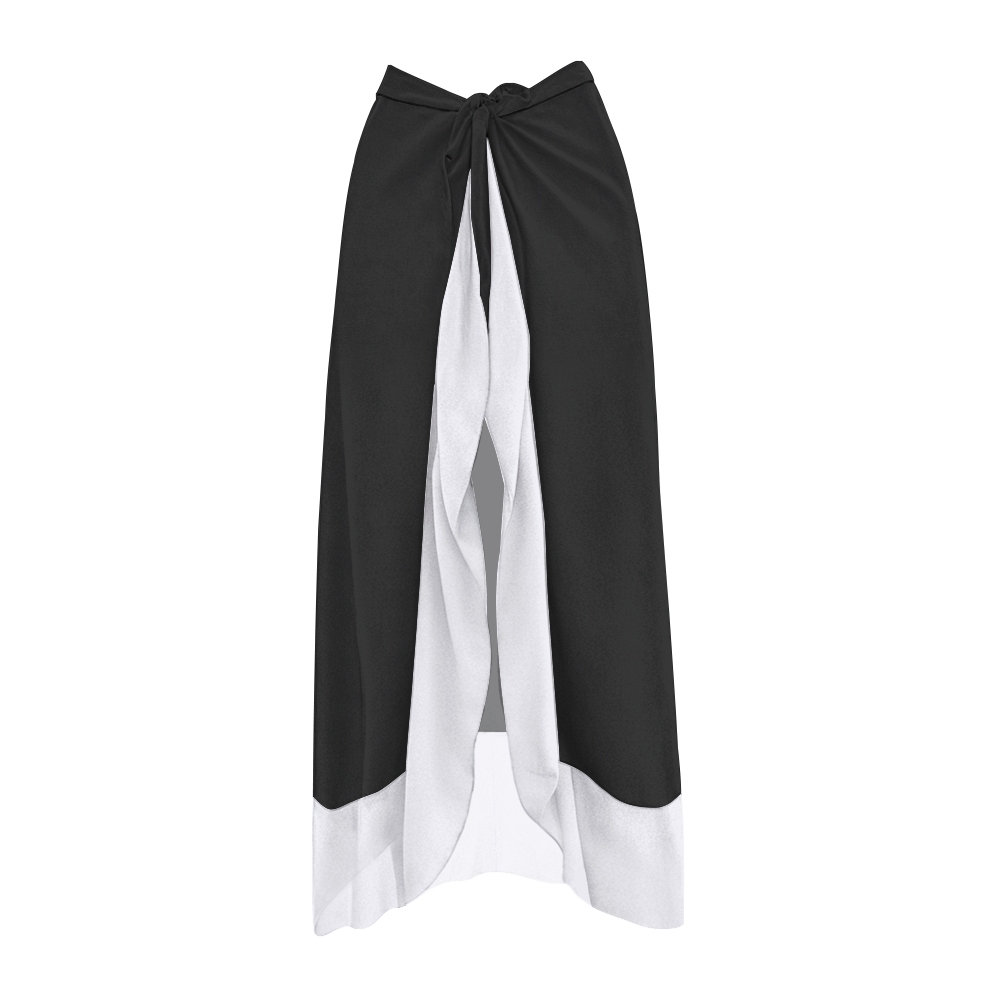 Deep V-Neck Ruffled Sleeve One-Piece Swimsuit and Matching Tie-Waist Wrap Skirt