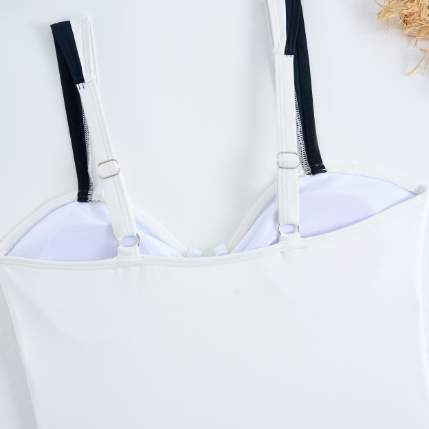 Women's Bestselling Sexy Black and White Color-Block One-Piece Swimsuit