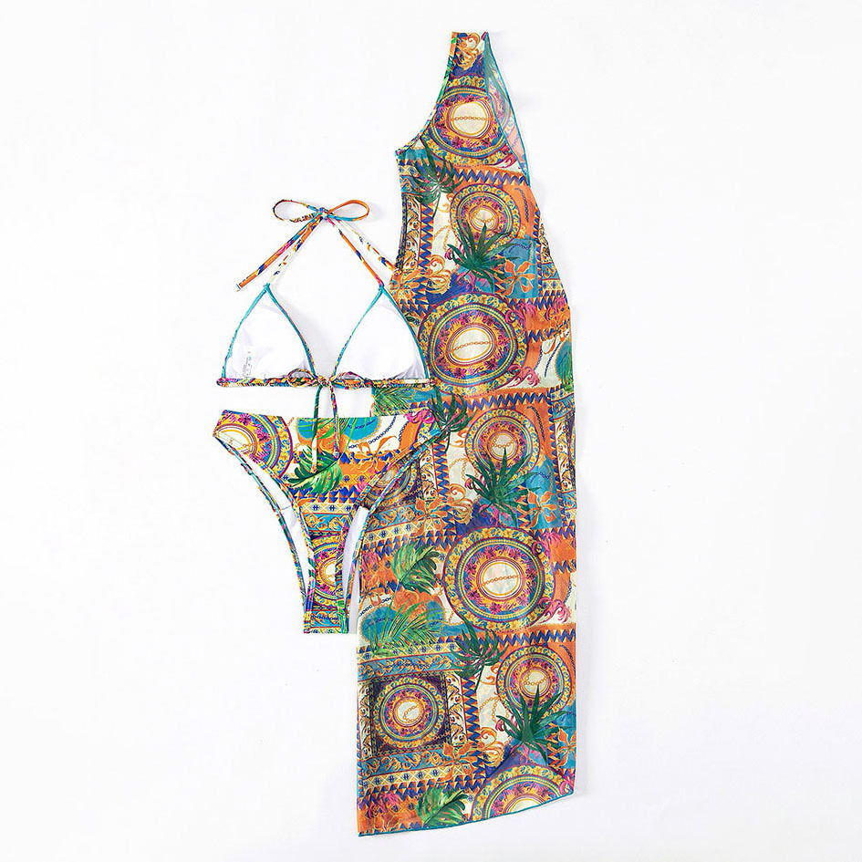 Women's Vintage Print Sexy Bikini 3-Piece Set