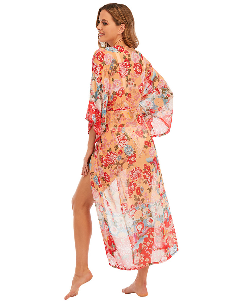 Chiffon Printed Cover Up Vacation Bikini Sunscreen Shirt