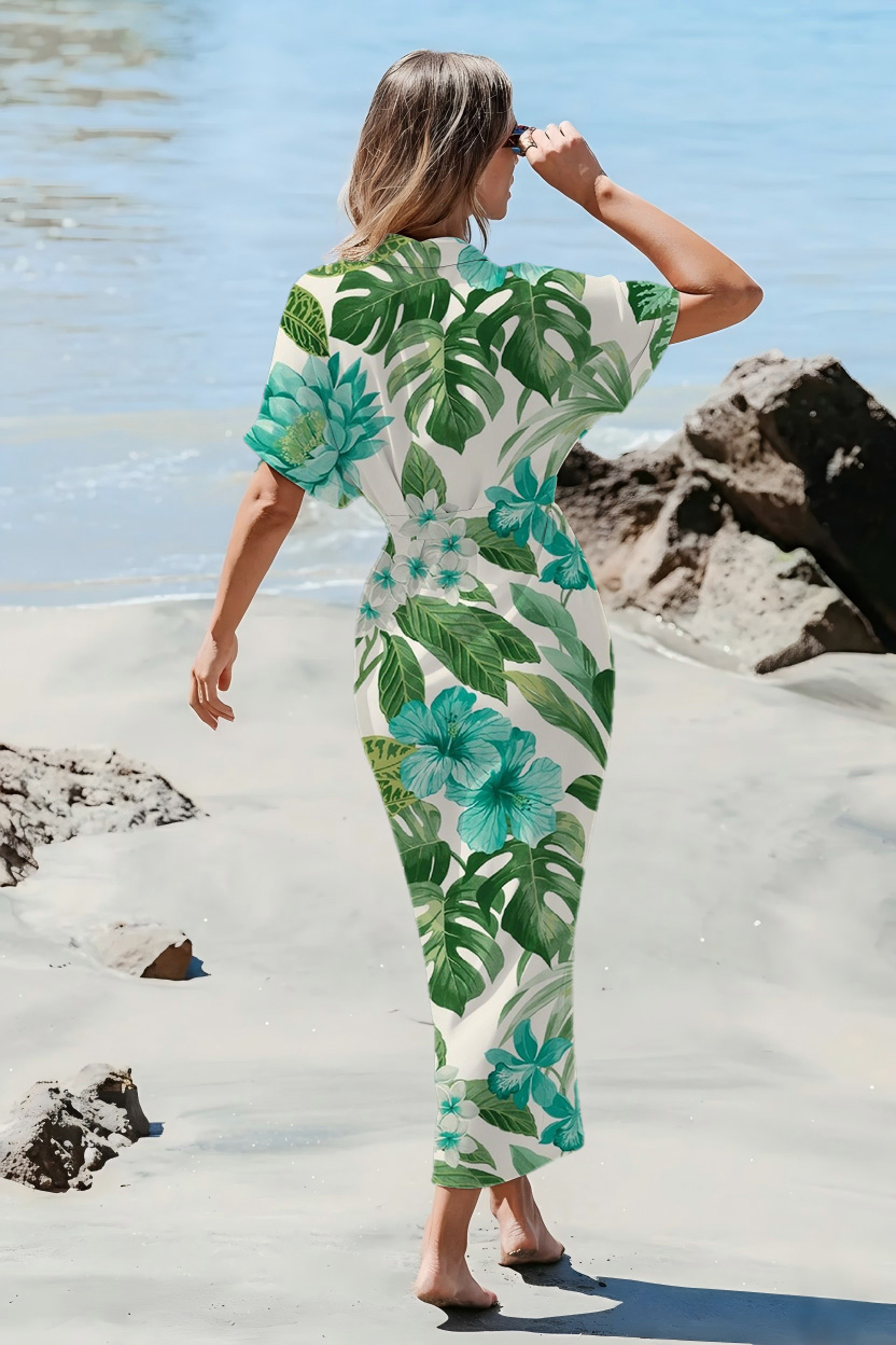 Lush Tropical Leaf Maxi Dress