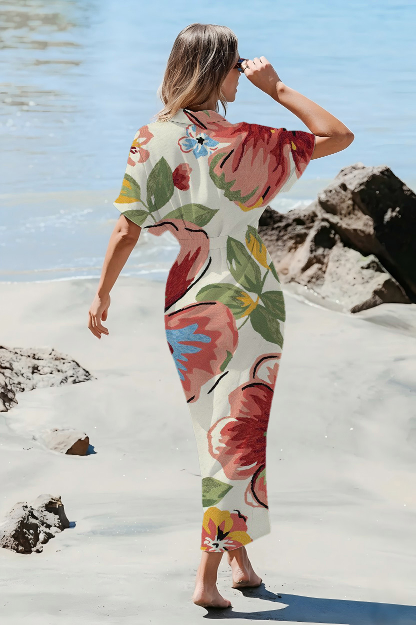 Vintage Bold Bloom Maxi Dress