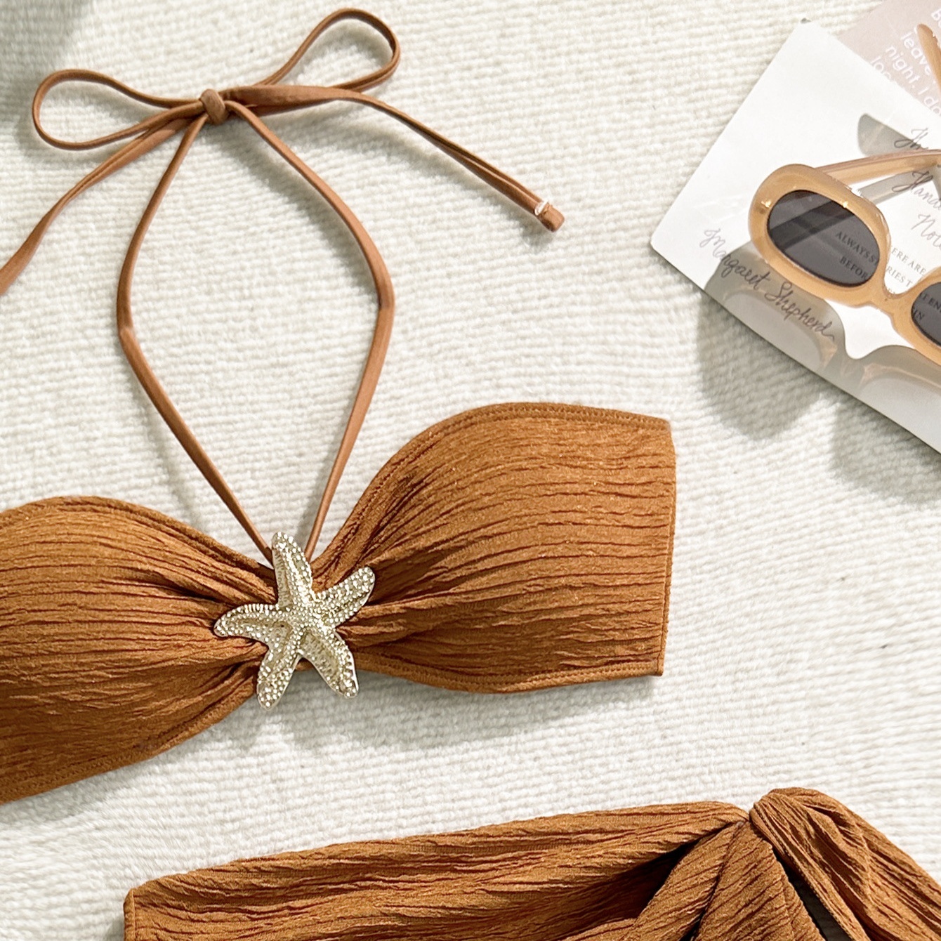 Three-piece Bikini Set with Starfish Accent and Wrap Skirt