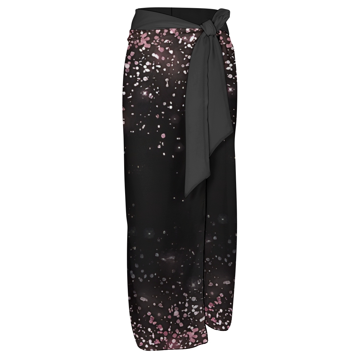 Galaxy Print Shoulder Tie One-Piece Swimsuit with Matching Wrap Skirt