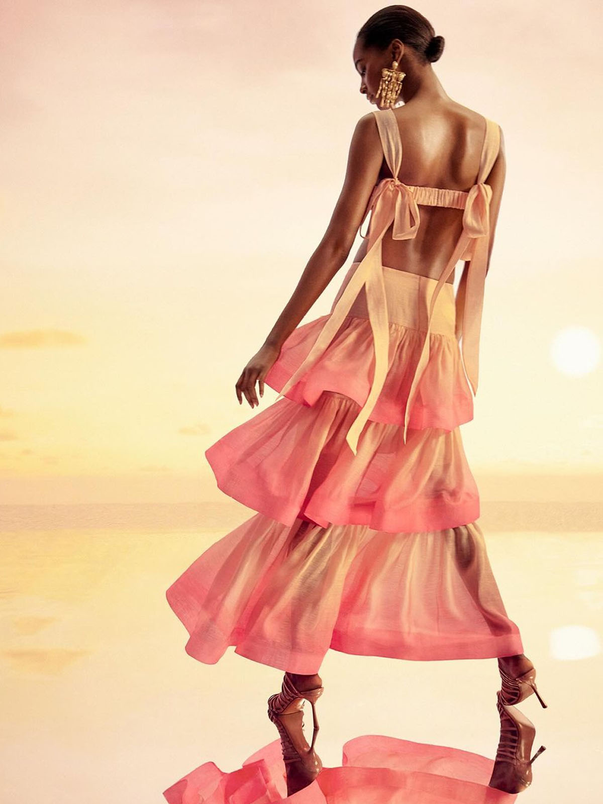 Bikini top and ombre patchwork cake skirt