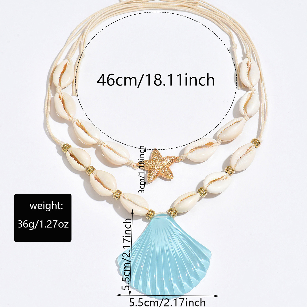 Ocean Style Green Shell Pendant Necklace Summer Beach Jewelry for Women