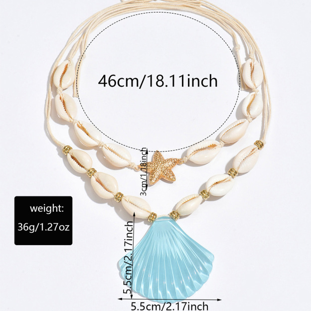 Ocean Style Green Shell Pendant Necklace Summer Beach Jewelry for Women