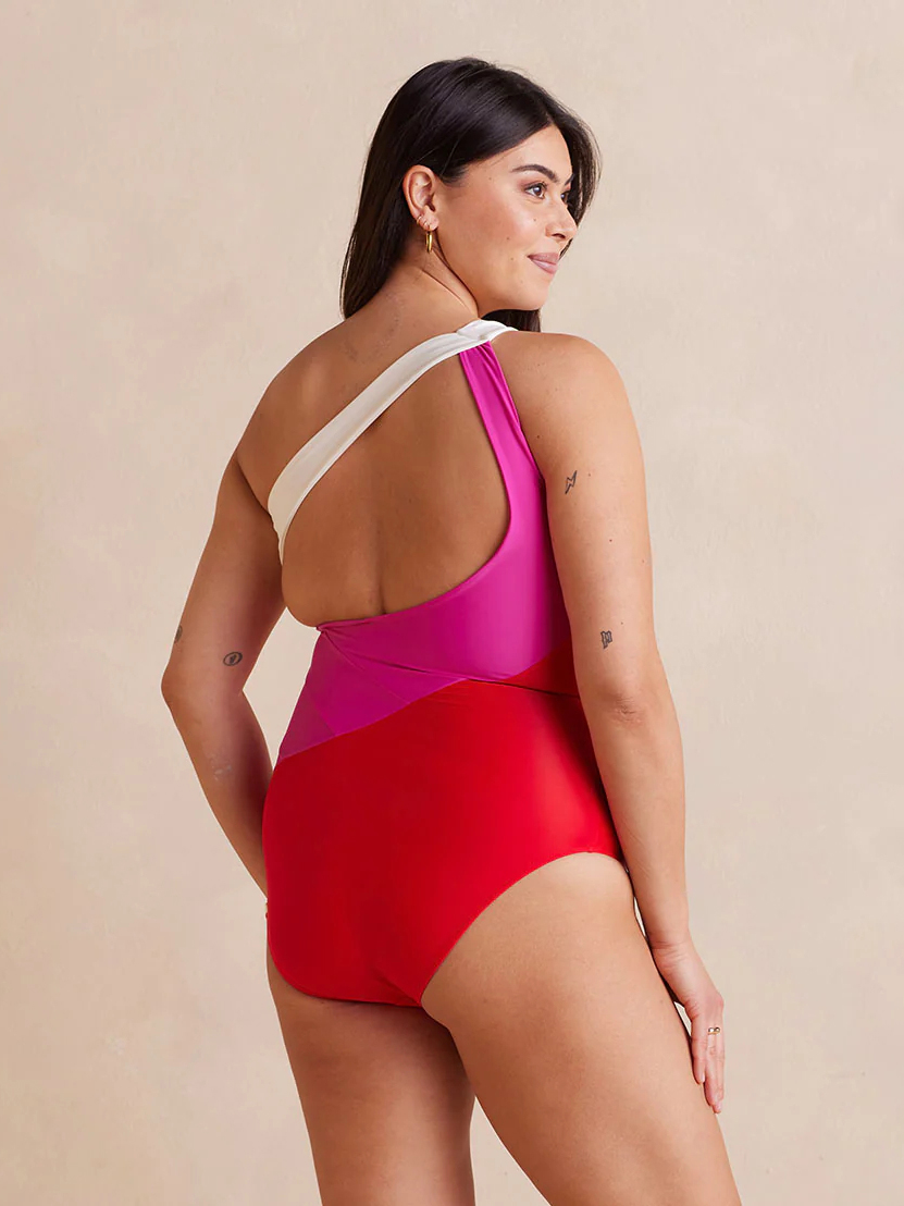 Best-Selling One-Shoulder Contrasting Swimsuit