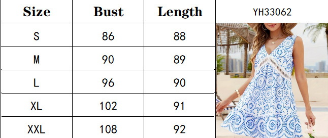 Women's Lace Trim V-Neck Sleeveless Dress with Openwork Details