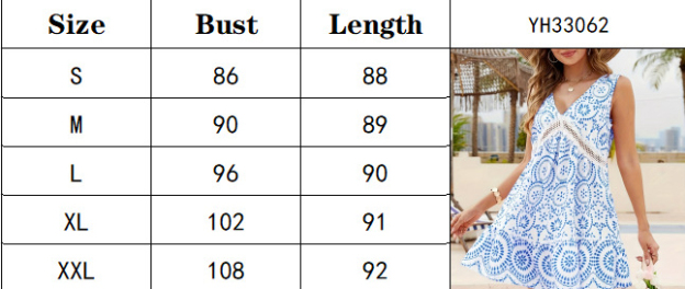 Women's Lace Trim V-Neck Sleeveless Dress with Openwork Details