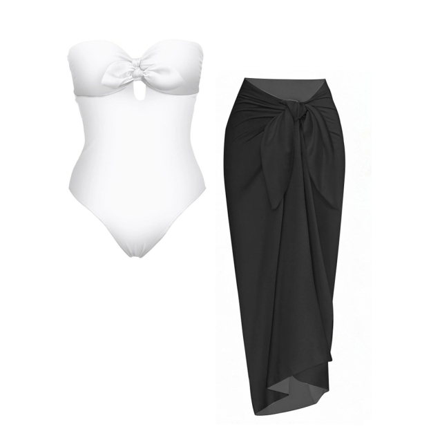 Strapless Bow Front One-Piece Set