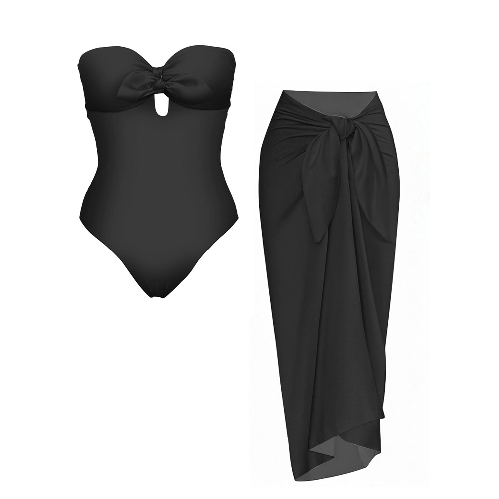 Strapless Bow Front One-Piece Set