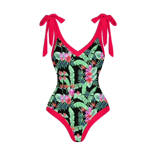 Women's Tropical Floral One Piece Swimsuit Set