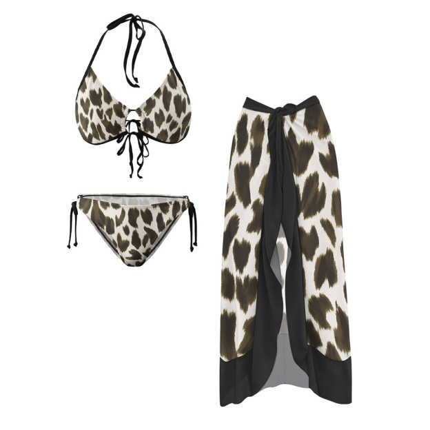 Leopard Print 3-Piece Bikini Set