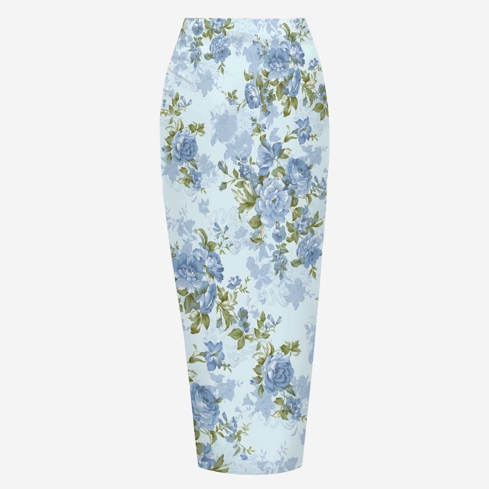 Tropical Floral Halter Tie Bikini Set with Matching Sarong Skirt