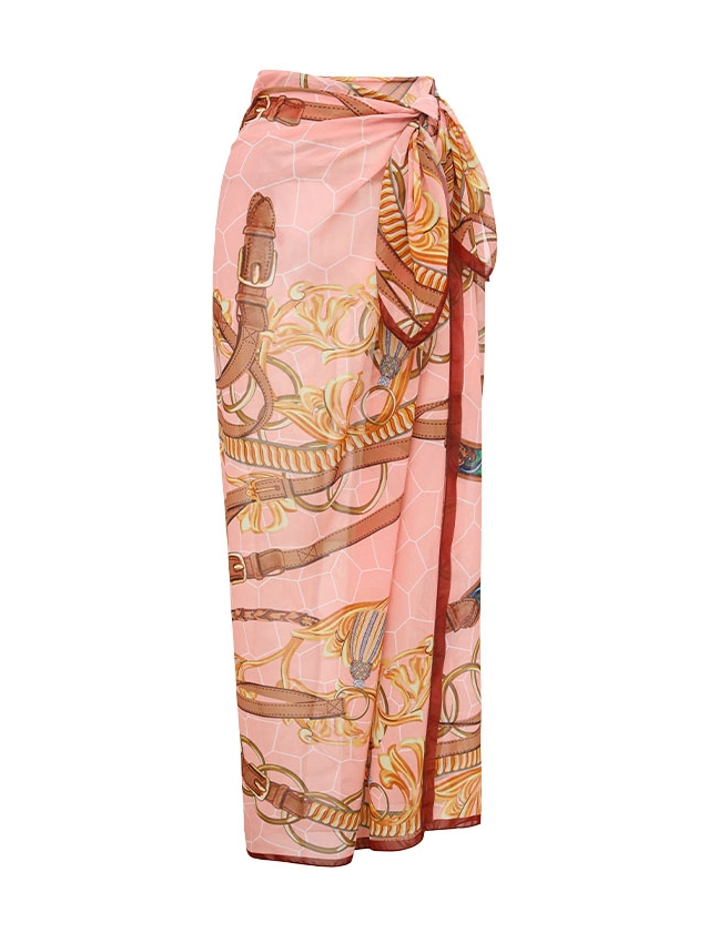 One Shoulder Lace Printed Swimsuit Set