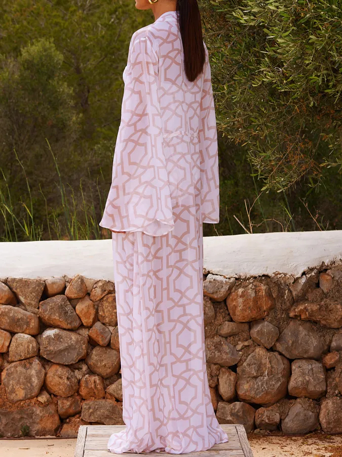 Print One Piece Swimsuit And Kimono