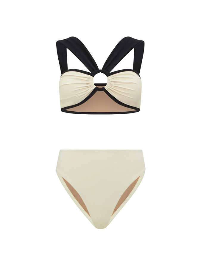 Color Block One-Piece Swimsuit And Beach Kaftan Dress