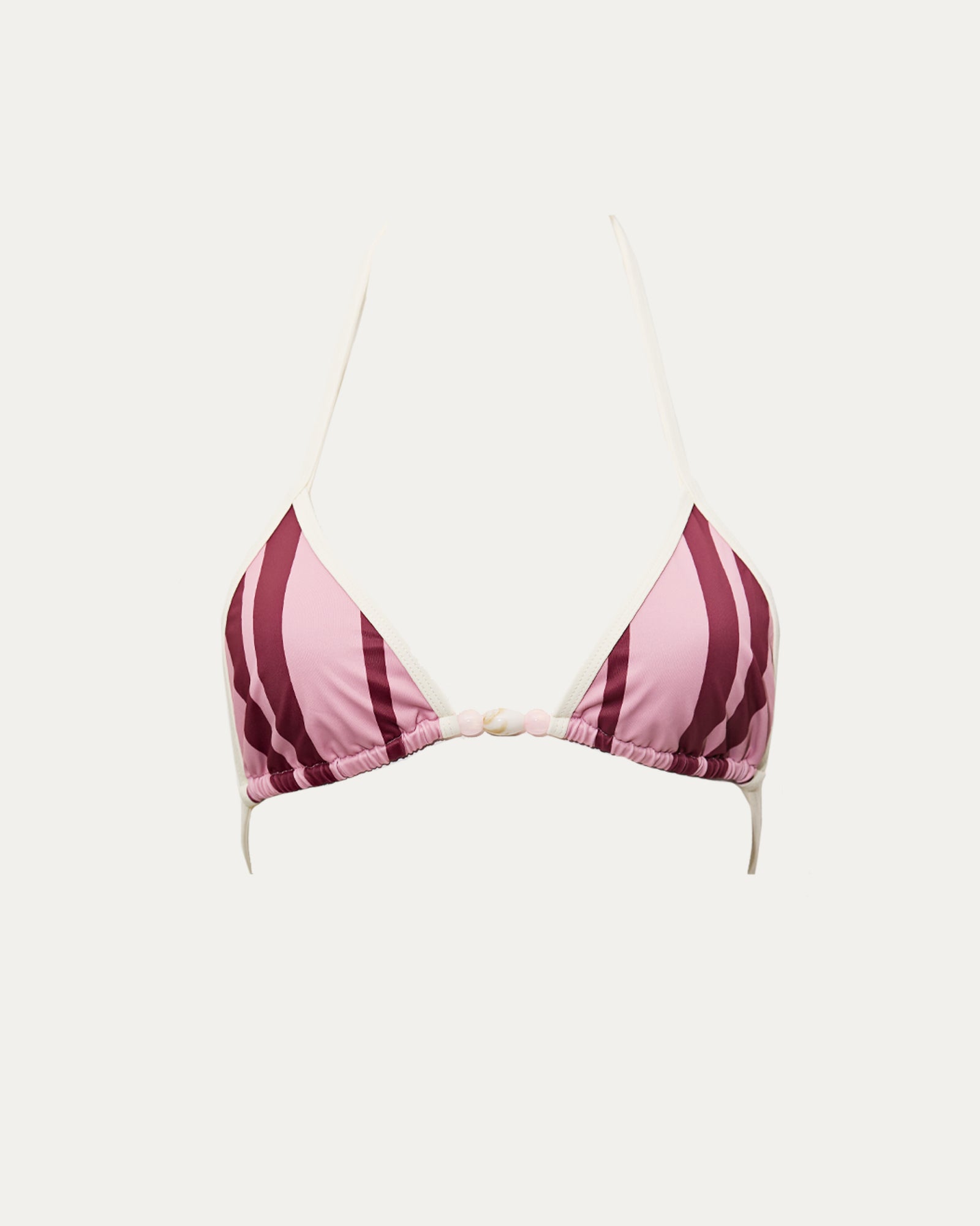 Berry Stripe High-Waisted Triangle Bikini Set