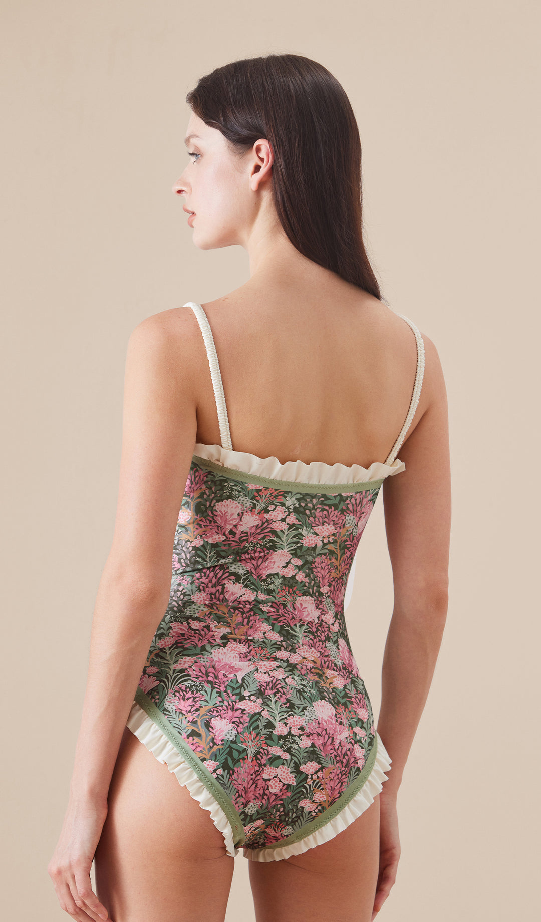 Reversible Ruffle Floral One Piece Swimsuit