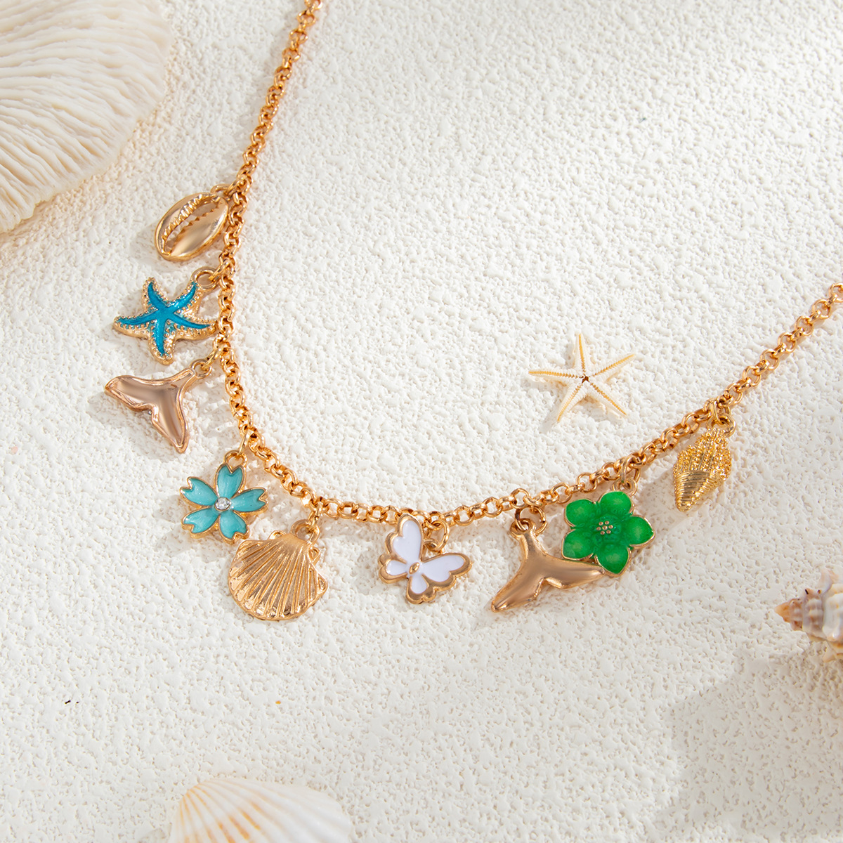 Colorful Ocean Style Waist Chain Starfish Flower Butterfly Pendant Summer Beach Jewelry for Women