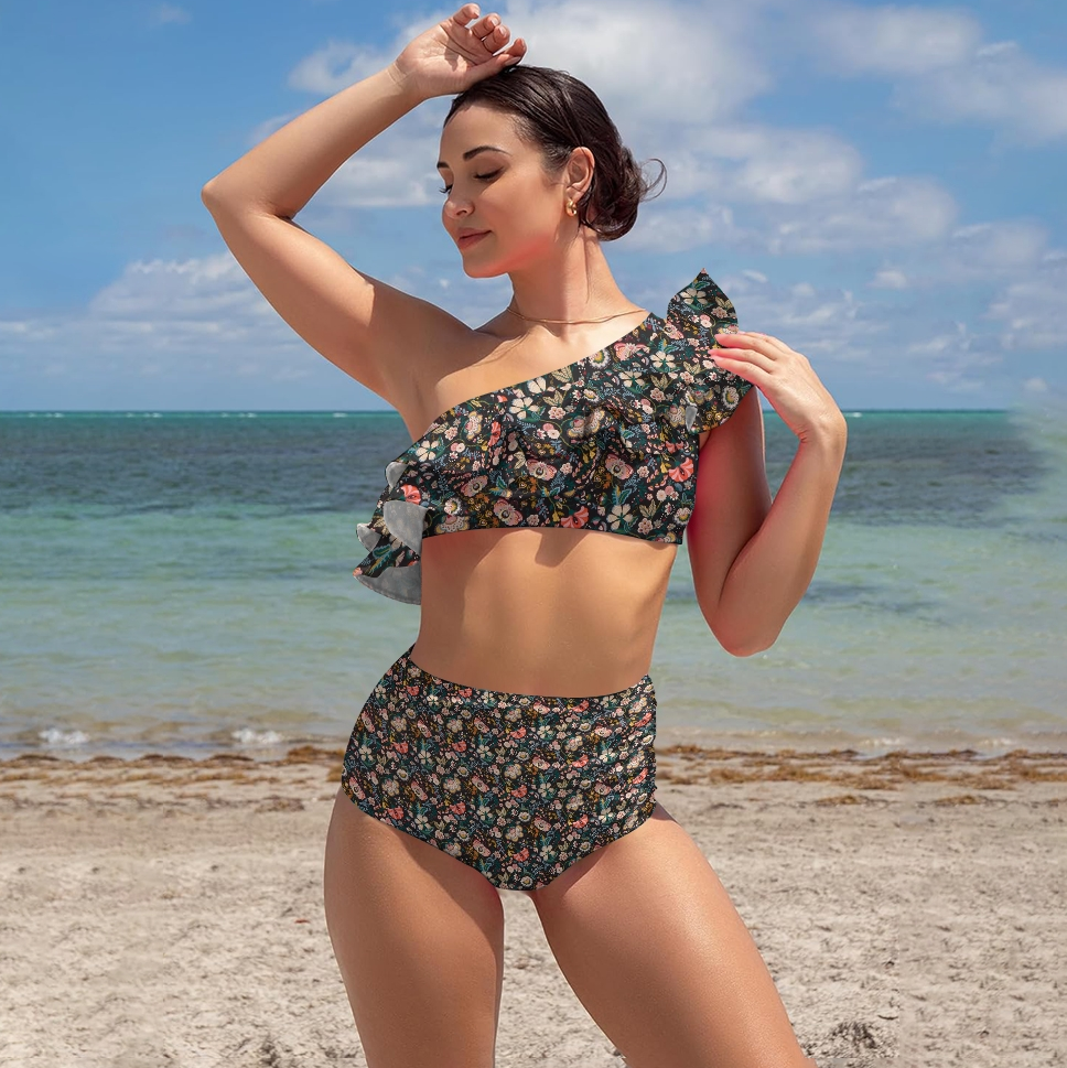 Women's Romantic Floral Print Two-Piece Swimsuit