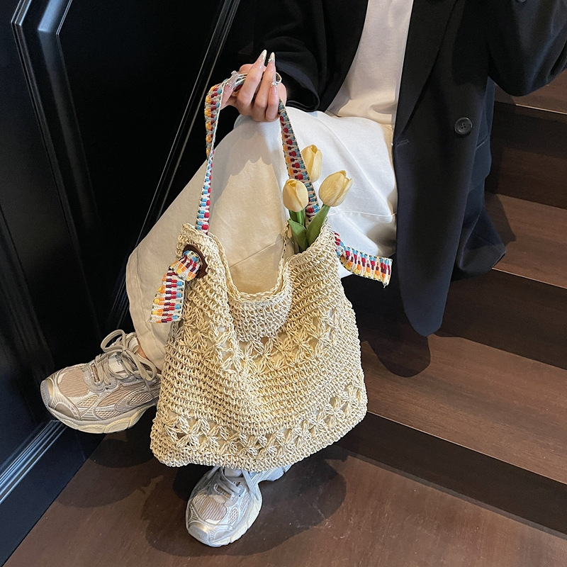 Boho-Chic Woven Straw Commuter Beach Tote Bag