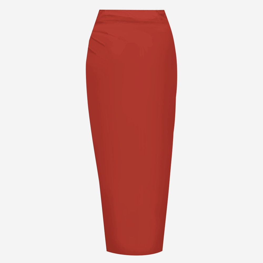 Halter Deep V-Neck One-Piece Swimsuit and Tie-Front Sarong Skirt