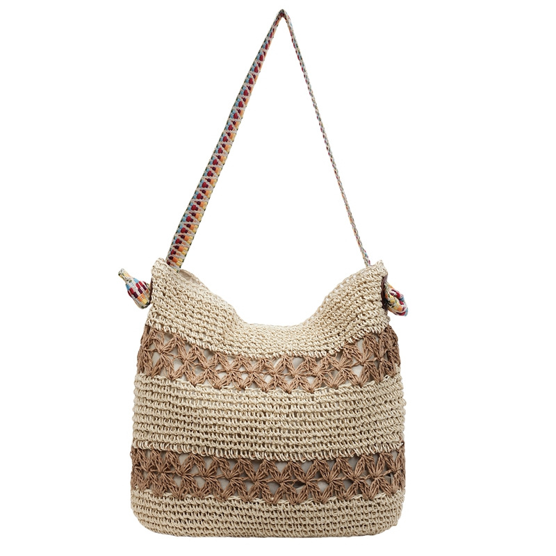 Boho-Chic Woven Straw Commuter Beach Tote Bag