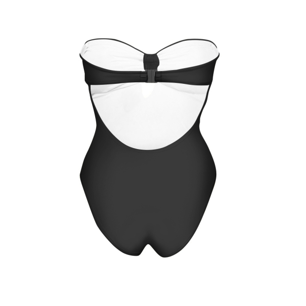 Strapless Bow Front One-Piece Swimsuit with Matching Sarong Skirt