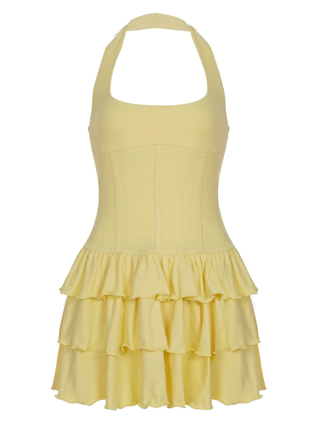 Square-Neck A-Line Cake-Style Short Skirt