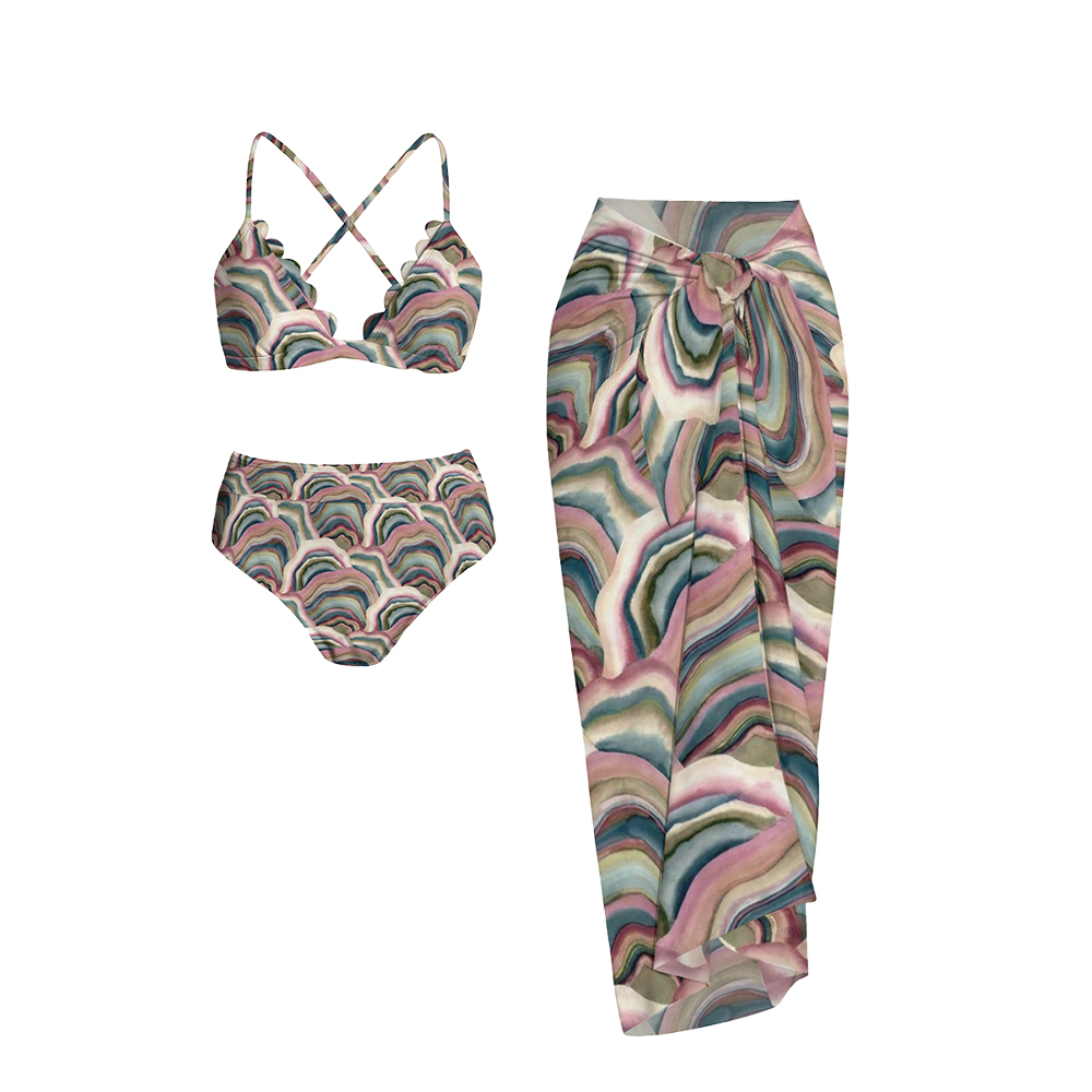 Printed Fashion Panel Bikini Top Set