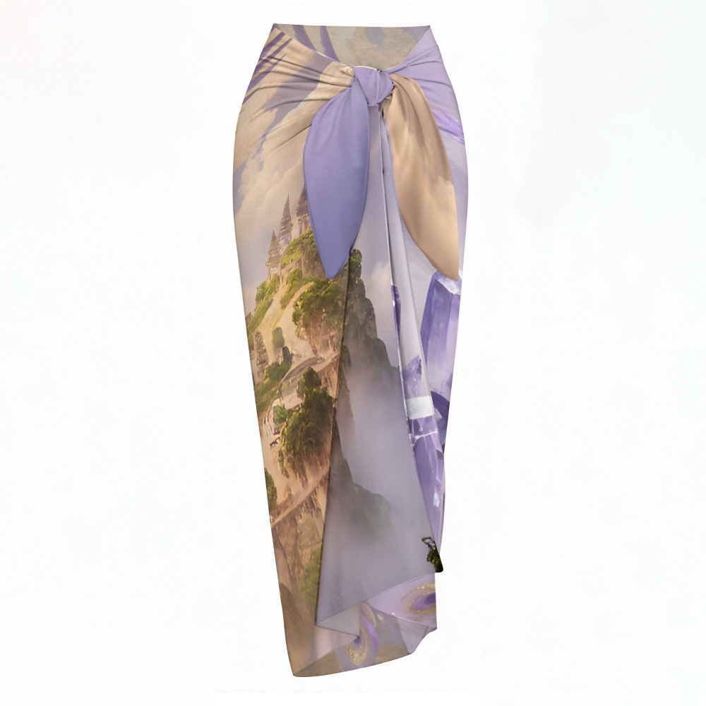 Fantasy Phoenix Print One Piece Swimsuit with Matching Sarong Skirt