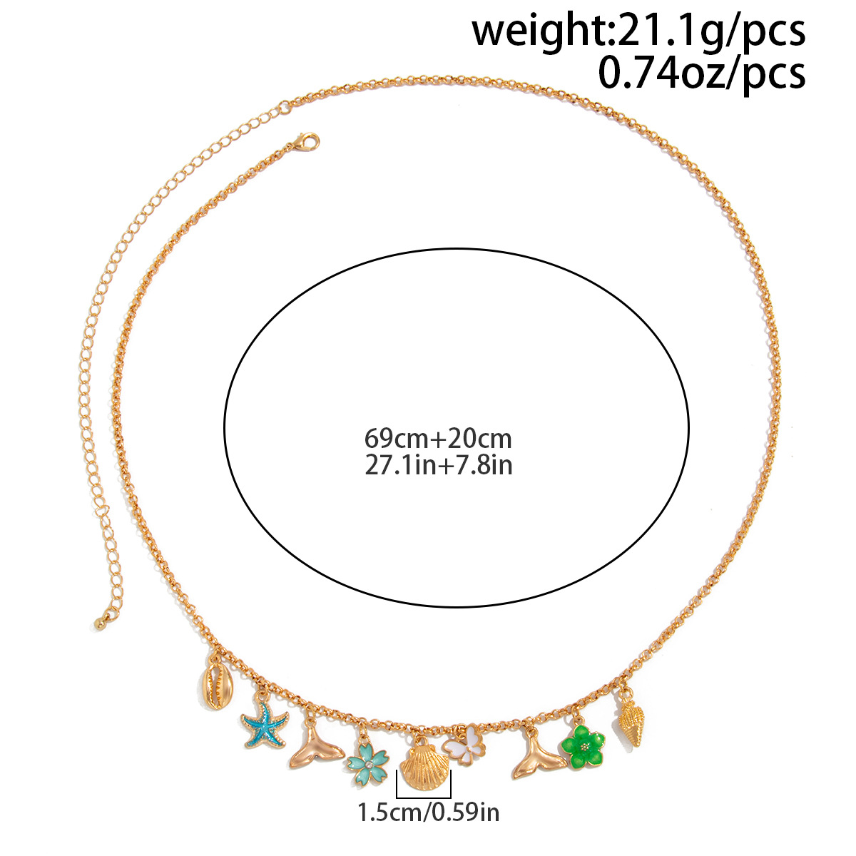 Colorful Ocean Style Waist Chain Starfish Flower Butterfly Pendant Summer Beach Jewelry for Women