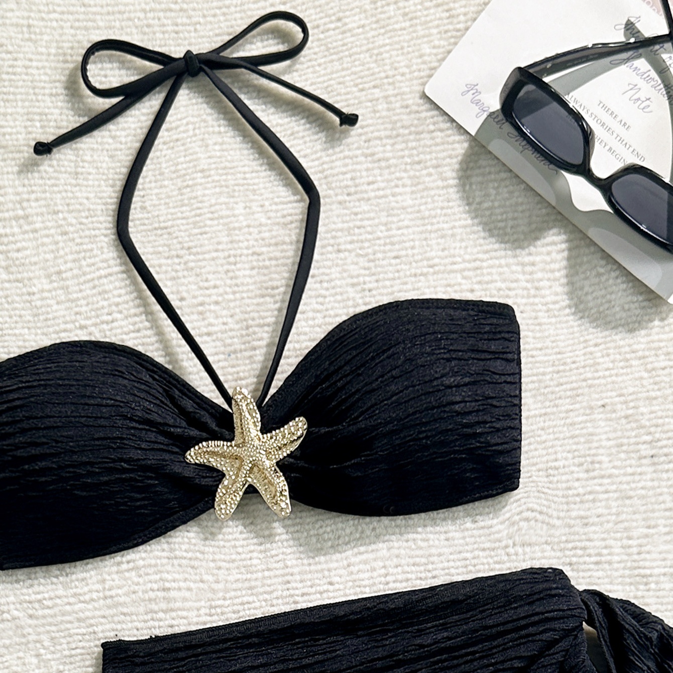 Three-piece Bikini Set with Starfish Accent and Wrap Skirt