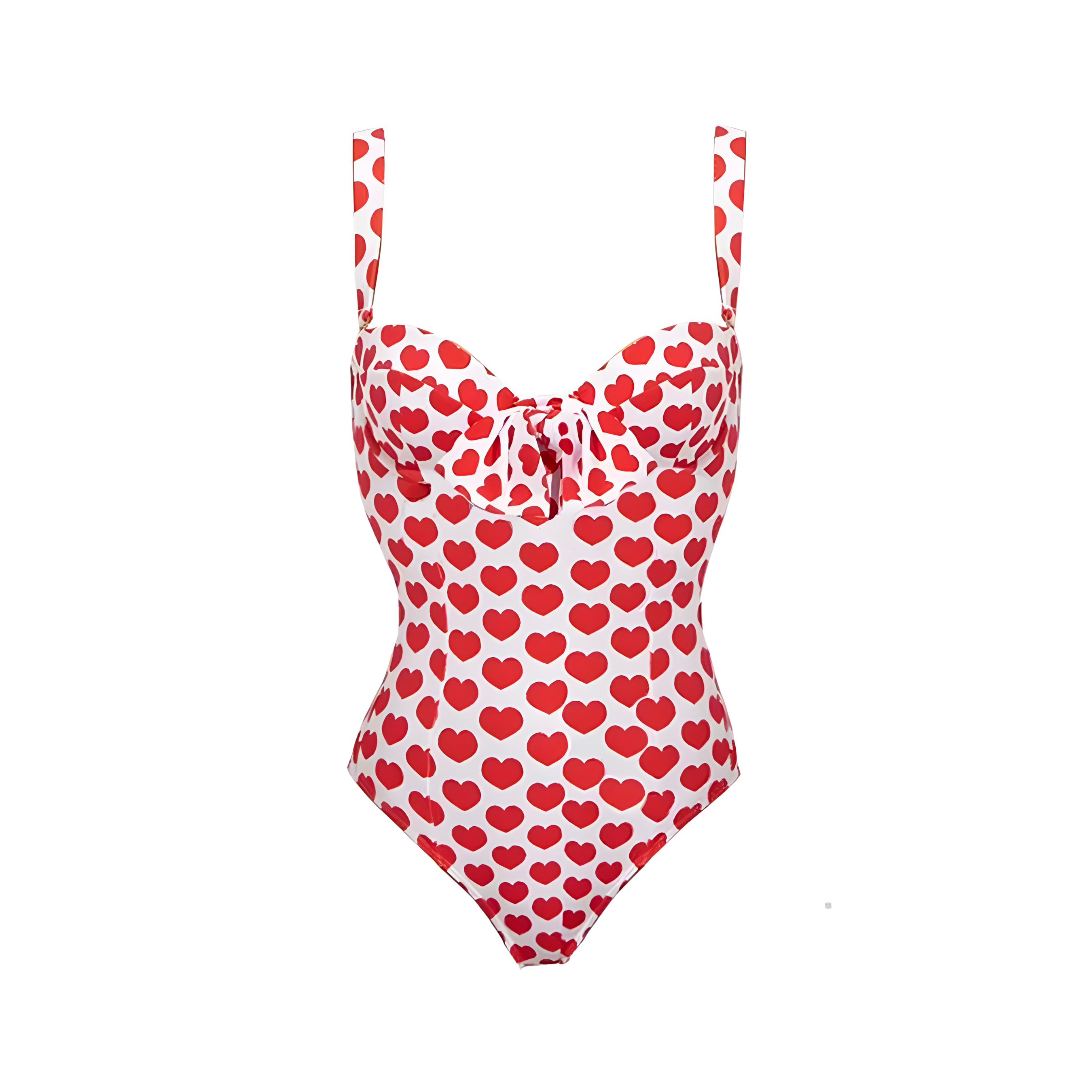Women's Romantic Heart Print One-Piece Swimsuit with Skirt