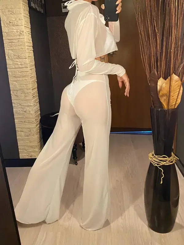 4 Pcs Halter Triangle Bikini with Cover Up